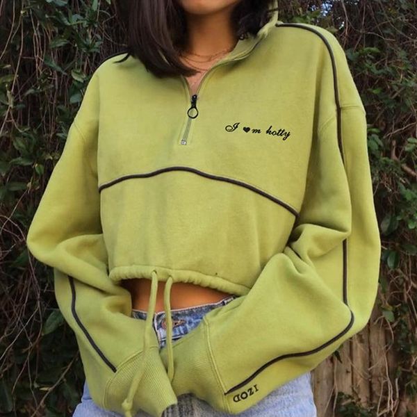 gym clothing 2021 autumn women long sleeve loose lace up crop sweatshirt casual patchwork pullovers zipper stand collar streetwear, White;black
gym clothing 2021 autumn women long sleeve loose lace up crop sweatshirt casual patchwork pullovers zipper stand collar streetwear, White;black