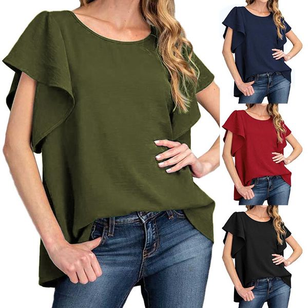 women's t-shirt 2021 european and american wear cross border supply lotus leaf short sleeve back knot, White
women's t-shirt 2021 european and american wear cross border supply lotus leaf short sleeve back knot, White
