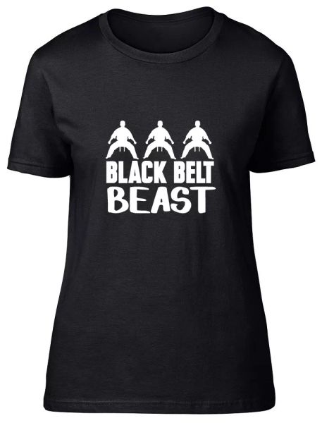 black belt beast womens ladies martial arts karate fitted t-shirt tee, White;black
black belt beast womens ladies martial arts karate fitted t-shirt tee, White;black