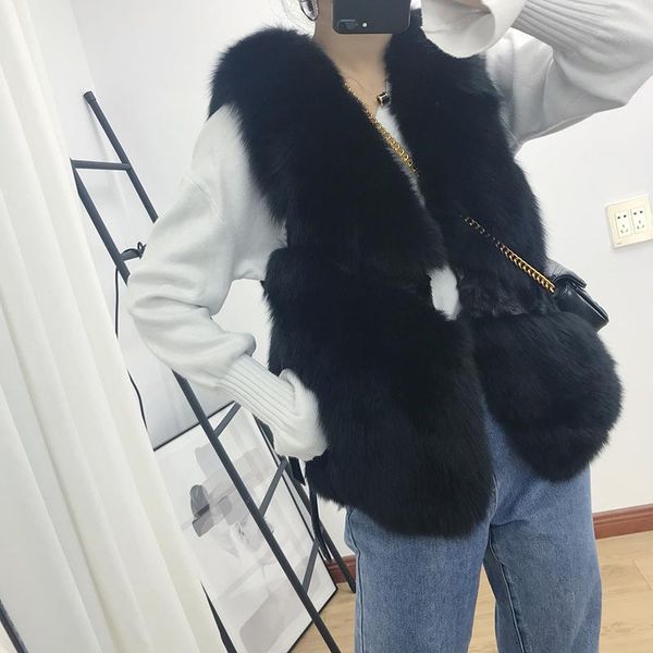 women's fur & faux women clothes winter autumn warm real vest coats korean vintage elegant coat jacket manteau femme hiver zl572, Black
women's fur & faux women clothes winter autumn warm real vest coats korean vintage elegant coat jacket manteau femme hiver zl572, Black