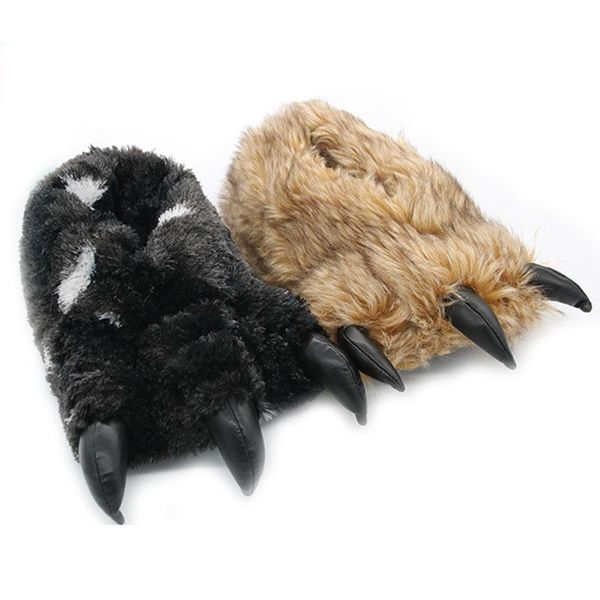 slippers arrival men's plush warm cotton fur lover's bedroom home furry soft shoes male house stuffed snug funny slides, Black