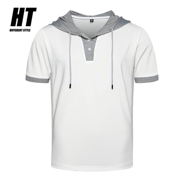 men's short-sleeved hooded t-shirt brand summer gyms fitness tees patchwork sweatshirt male casual slim tshirts 210716, White;black
men's short-sleeved hooded t-shirt brand summer gyms fitness tees patchwork sweatshirt male casual slim tshirts 210716, White;black
