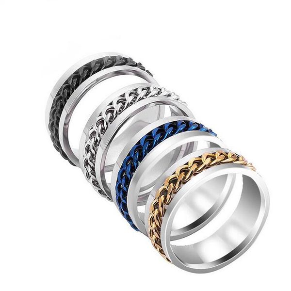 cluster rings pickyz black chain spinner stainless steel for men fashion men's ring punk rock accessories, Golden;silver
cluster rings pickyz black chain spinner stainless steel for men fashion men's ring punk rock accessories, Golden;silver