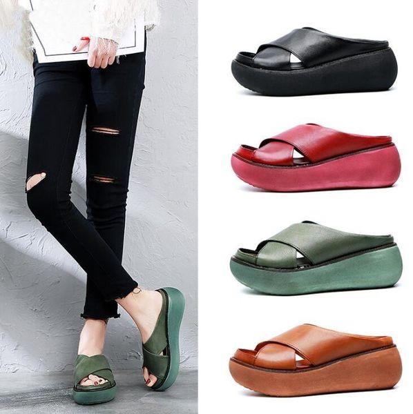 slippers women sandals soft leather wedges shoes woman summer beach flip flops platform sandalias mujer wedge heels, Black
slippers women sandals soft leather wedges shoes woman summer beach flip flops platform sandalias mujer wedge heels, Black