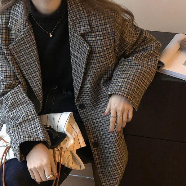 women's suits & blazers plaid jacket blazer loose fashion workwear spring and autumn korean wool, White;black
women's suits & blazers plaid jacket blazer loose fashion workwear spring and autumn korean wool, White;black