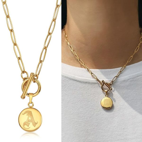 pendant necklaces dainty letter necklace for women gold color stainless steel paperclip link chain coin charm ldn257, Silver
pendant necklaces dainty letter necklace for women gold color stainless steel paperclip link chain coin charm ldn257, Silver