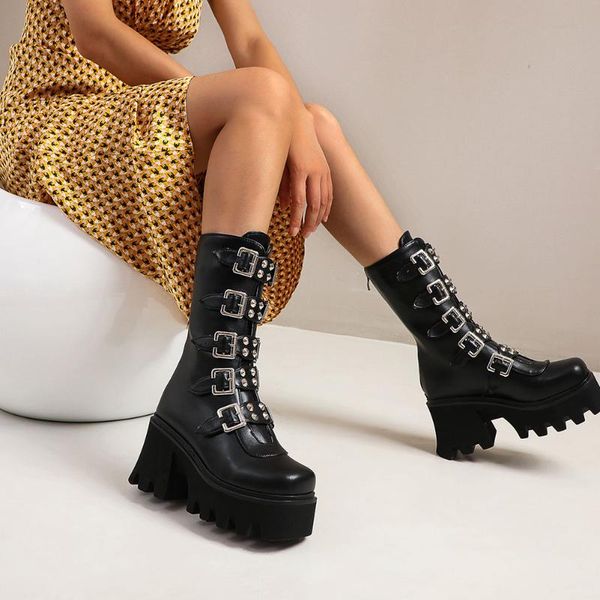 boots doratasia brand motorcycle women platform chunky high heels rivet buckle women's 2021 fashio punk woman shoes, Black
boots doratasia brand motorcycle women platform chunky high heels rivet buckle women's 2021 fashio punk woman shoes, Black