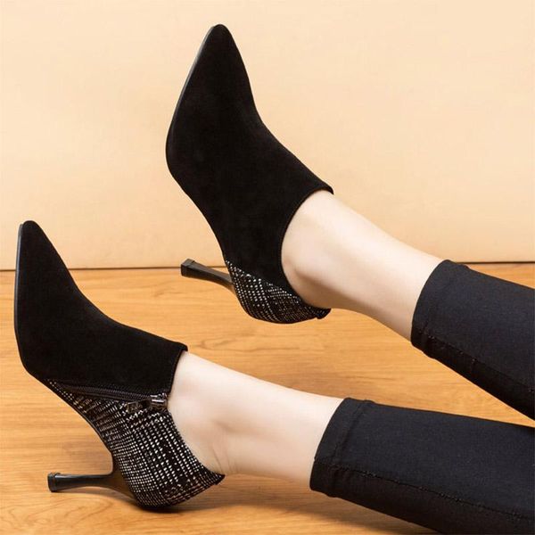 boots 2021 winter women bare high heels black flock ankle boot patchwork booties pointed toe dress shoes thin shoe 8537c
boots 2021 winter women bare high heels black flock ankle boot patchwork booties pointed toe dress shoes thin shoe 8537c