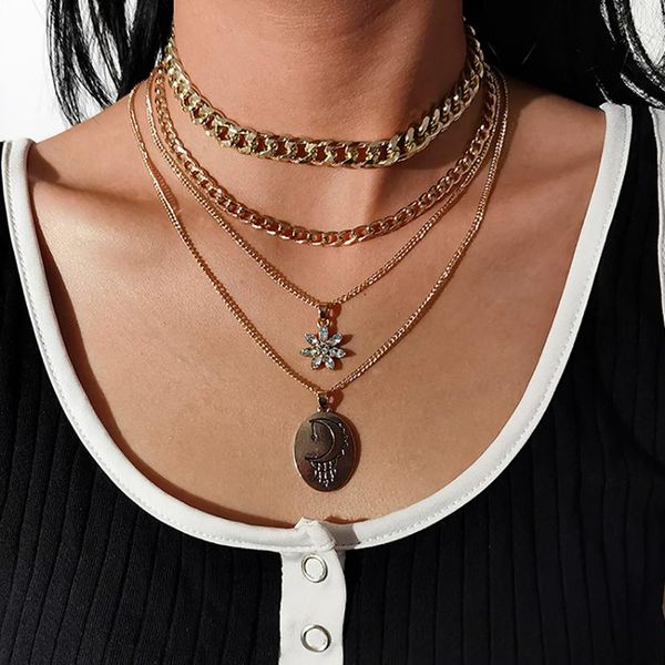pendant necklaces retro multi-layer necklace moon tag vintage jewelry set with diamonds flowers trendy hip hop choker gold for women, Silver
pendant necklaces retro multi-layer necklace moon tag vintage jewelry set with diamonds flowers trendy hip hop choker gold for women, Silver