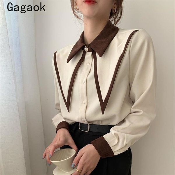 women blouses spring autumn vintage court style patchwork lapel party blouse korean chic fashion wild shirts 210531, White
women blouses spring autumn vintage court style patchwork lapel party blouse korean chic fashion wild shirts 210531, White