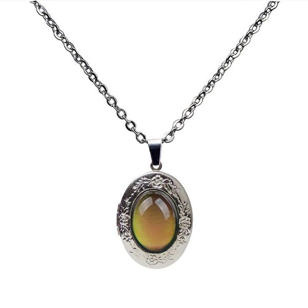 pendant necklaces oval necklace openable lockets po frame jewelry temperature change color lxh, Silver
pendant necklaces oval necklace openable lockets po frame jewelry temperature change color lxh, Silver