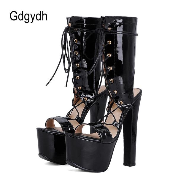 gdgydh 17cm women shoes high heels model catwalk ankle wrap open toe paltform sandals mid calf patent leather plus size, Black
gdgydh 17cm women shoes high heels model catwalk ankle wrap open toe paltform sandals mid calf patent leather plus size, Black