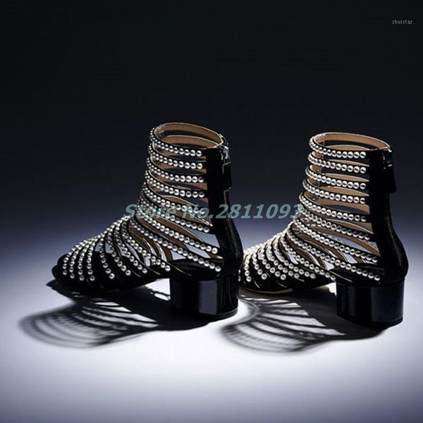 sandals square heel pearls decor open toe back zipper dress ankle booties hollow summer shoes black color classic1
sandals square heel pearls decor open toe back zipper dress ankle booties hollow summer shoes black color classic1