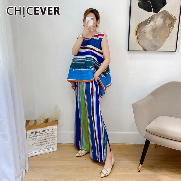 striped two piece set for women o neck sleeveless hit color high waist side split pant casual sets female 2021 tide women's pants, White
striped two piece set for women o neck sleeveless hit color high waist side split pant casual sets female 2021 tide women's pants, White