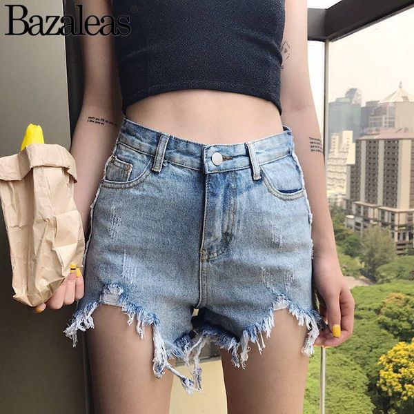 women's shorts light blue cotton side tassel jeans high waist women holes broken demin casual, White;black
women's shorts light blue cotton side tassel jeans high waist women holes broken demin casual, White;black