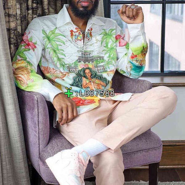 silk shirt casablanca style 21ss hawaiian landscape totem flower print shirt, White;black
silk shirt casablanca style 21ss hawaiian landscape totem flower print shirt, White;black