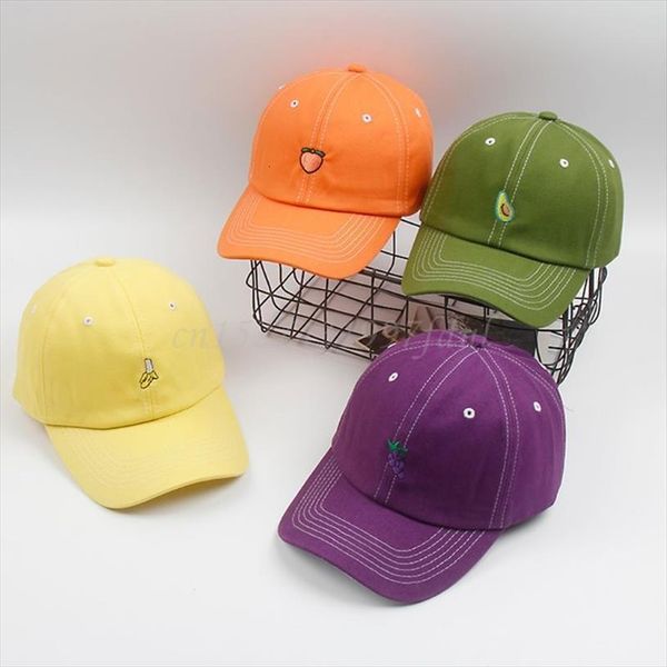 summer adjustable cotton baseball cap avocado grape fruit embroidery hip hop street sports snapback dad hat, Blue;gray