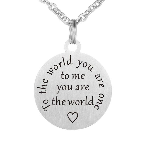 pendant necklaces stainless steel inspirational quotes pendants to the world you are one me, Silver
pendant necklaces stainless steel inspirational quotes pendants to the world you are one me, Silver