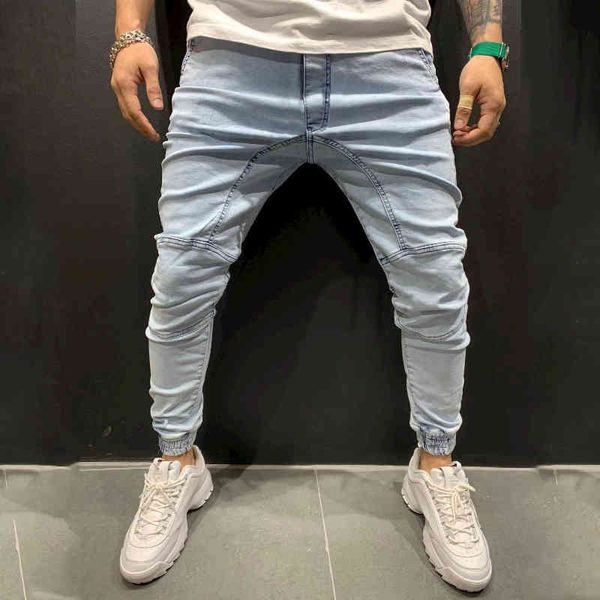 2021 summer men's high street fashion stitched jeans european slim fit elastic leggings, Blue
2021 summer men's high street fashion stitched jeans european slim fit elastic leggings, Blue