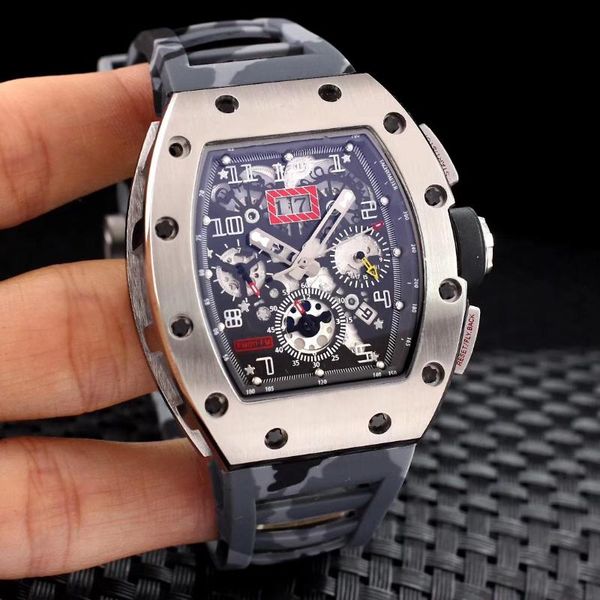 wristwatches luxury automatic mechanical skeleton silver black flyback camouflage rubber men stainless steel watch sapphire, Slivery;brown
wristwatches luxury automatic mechanical skeleton silver black flyback camouflage rubber men stainless steel watch sapphire, Slivery;brown