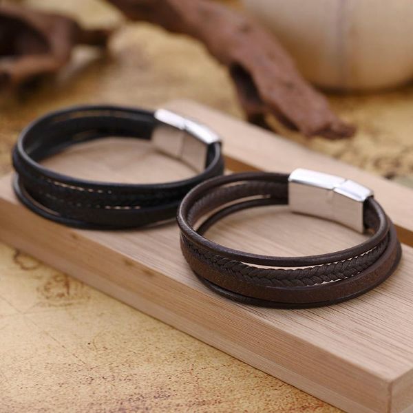 charm bracelets punk leather bracelet street shooting goth women men's black steel magnetic clasp multilayer handmade gifts, Golden;silver
charm bracelets punk leather bracelet street shooting goth women men's black steel magnetic clasp multilayer handmade gifts, Golden;silver