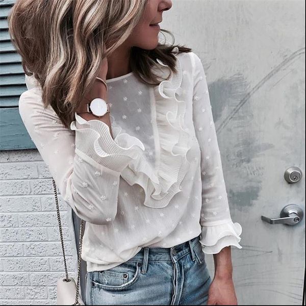 womens shirts hirigin plus size blouse ladies ruffle frill long sleeve perspectived casual high street polka dot shirt s, White
womens shirts hirigin plus size blouse ladies ruffle frill long sleeve perspectived casual high street polka dot shirt s, White