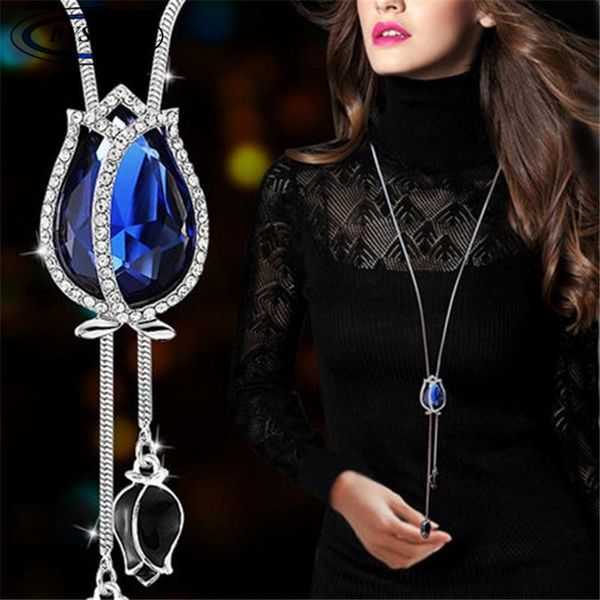 unique artificial delicated tulip pendant sweater necklace silver color chain tassel for women necklaces
unique artificial delicated tulip pendant sweater necklace silver color chain tassel for women necklaces