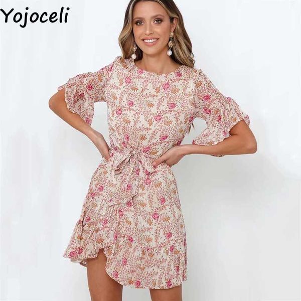 yojoceli print ruffle sashes dres summer elegant casual beach short female cute daily vestidos 210609, Black;gray
yojoceli print ruffle sashes dres summer elegant casual beach short female cute daily vestidos 210609, Black;gray