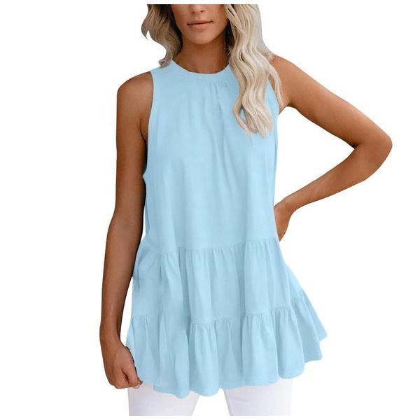 women's blouses & shirts plus size blue and vetement femme clothes summer sleeveless solid color stitching lotu leaf hem o-neck top, White
women's blouses & shirts plus size blue and vetement femme clothes summer sleeveless solid color stitching lotu leaf hem o-neck top, White