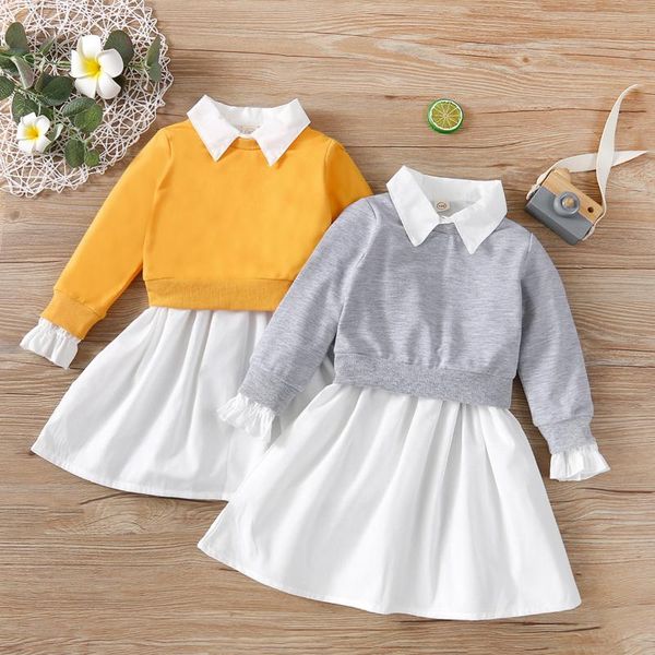 clothing sets 2pcs kids girls autumn clothes long sleeve sweatshirt button-down lapel shirt dress casual baby outfits 1-6y, White
clothing sets 2pcs kids girls autumn clothes long sleeve sweatshirt button-down lapel shirt dress casual baby outfits 1-6y, White