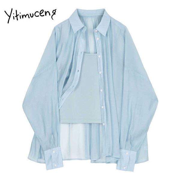 yitimuceng sling 2 pieces blouse women button shirts loose spring fashion clothes long sleeve turn-down collar casual 210601, White
yitimuceng sling 2 pieces blouse women button shirts loose spring fashion clothes long sleeve turn-down collar casual 210601, White