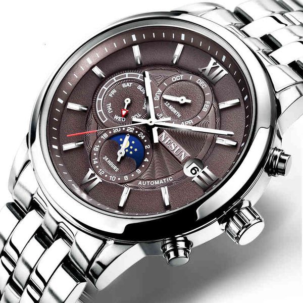 switzerland nesun men's watches luxury mark automatic mechanical sapphire relogio masculino maanfase waterproof n9027-4, Slivery;brown
switzerland nesun men's watches luxury mark automatic mechanical sapphire relogio masculino maanfase waterproof n9027-4, Slivery;brown