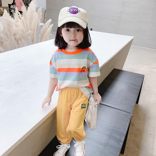 summer girls clothing sets children casual clothes short sleeve cherry rainbow colors t shirt pants kids, White
summer girls clothing sets children casual clothes short sleeve cherry rainbow colors t shirt pants kids, White