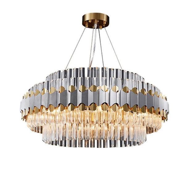 pendant lamps led modern round silver stainless steel crystal chandelier light lustre suspension luminaire hanging for dinning room
pendant lamps led modern round silver stainless steel crystal chandelier light lustre suspension luminaire hanging for dinning room