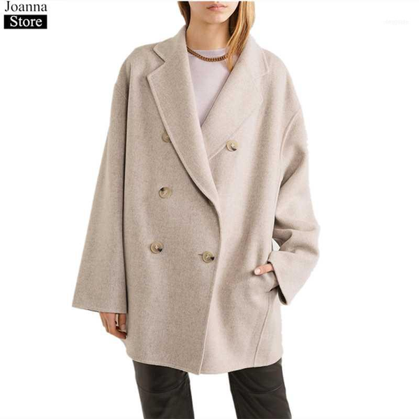 women's wool & blends spring 100%wool short jacket women lapel double breasted long sleeve pockets elegant coats autumn plus size loose, Black
women's wool & blends spring 100%wool short jacket women lapel double breasted long sleeve pockets elegant coats autumn plus size loose, Black
