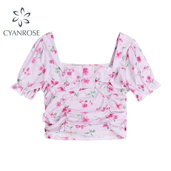 sweet style crop women's blouses summer short sleeve square collar floral print draped shirts female loose korean ins 210515, White
sweet style crop women's blouses summer short sleeve square collar floral print draped shirts female loose korean ins 210515, White