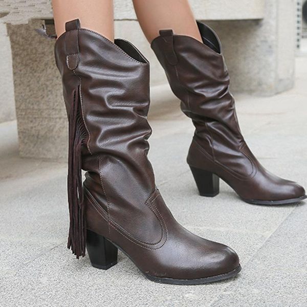boots pu leather women mid calf fringe high heels vintage ladies shoes autumn winter round toe platform female botas mujer, Black
boots pu leather women mid calf fringe high heels vintage ladies shoes autumn winter round toe platform female botas mujer, Black