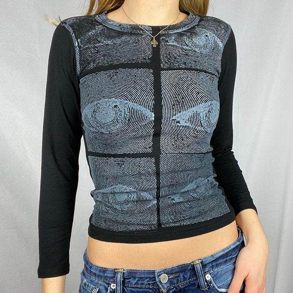 women's t-shirt women summer crop eyes print round-neck long sleeve tight camisole for girls black green red, White
women's t-shirt women summer crop eyes print round-neck long sleeve tight camisole for girls black green red, White