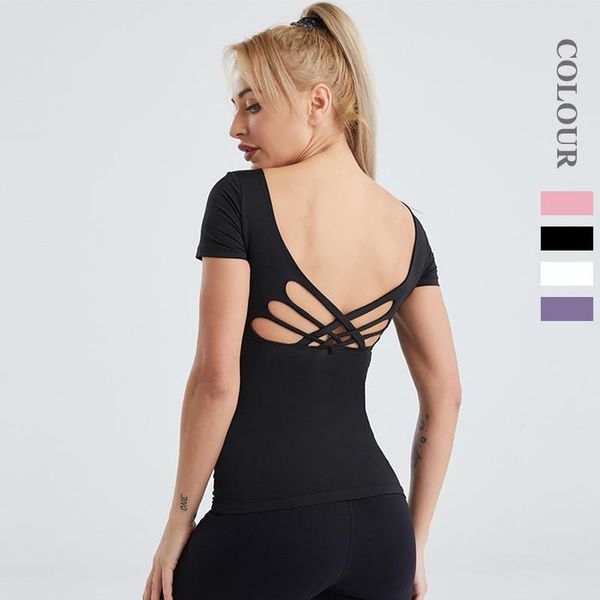 yoga outfit 2021 gym yaga with open back women sportswear workout clothes fitness shirt short sleeve t-shirt for sport running
yoga outfit 2021 gym yaga with open back women sportswear workout clothes fitness shirt short sleeve t-shirt for sport running