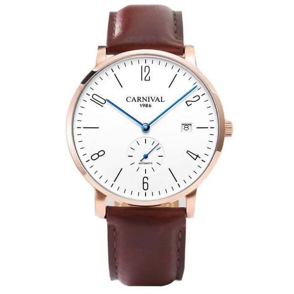 switzerland carnival men's watches auto mechanical watch men genuine leather strap sapphire mirror clock c8017-4 wristwatches, Slivery;brown
switzerland carnival men's watches auto mechanical watch men genuine leather strap sapphire mirror clock c8017-4 wristwatches, Slivery;brown