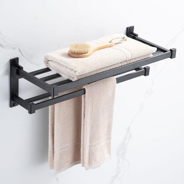 towel racks space aluminum bathroom black rack foldable fixed bath holder wall mount storage holders