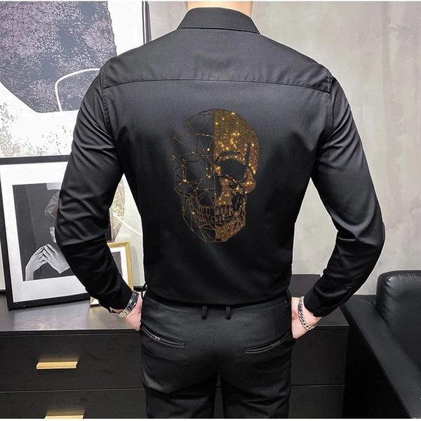 men's casual shirts spring 2021 shirt for men formal wear stand collar long sleeve rhinestone style nightclub slim homme plus size 4xl, White;black
men's casual shirts spring 2021 shirt for men formal wear stand collar long sleeve rhinestone style nightclub slim homme plus size 4xl, White;black