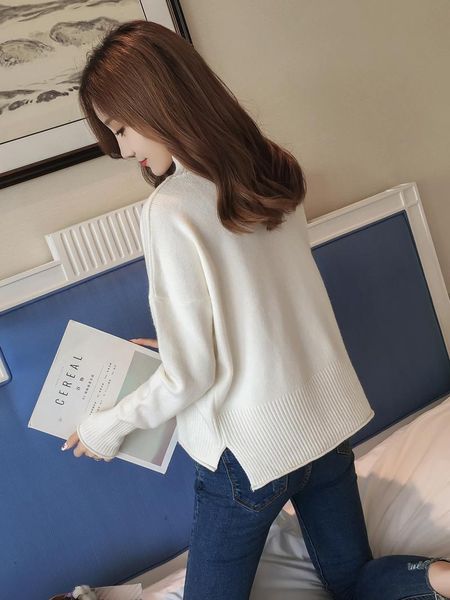women's sweaters 2021 fashion women half high collor sweater autumn winter ladies elegant solid color fall warm knitted loose clothes, White;black
women's sweaters 2021 fashion women half high collor sweater autumn winter ladies elegant solid color fall warm knitted loose clothes, White;black