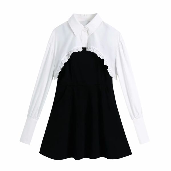 spring women white black two pieces set mini dress female long sleeve clothes casual lady loose vestido d7320 210430, Black;gray
spring women white black two pieces set mini dress female long sleeve clothes casual lady loose vestido d7320 210430, Black;gray