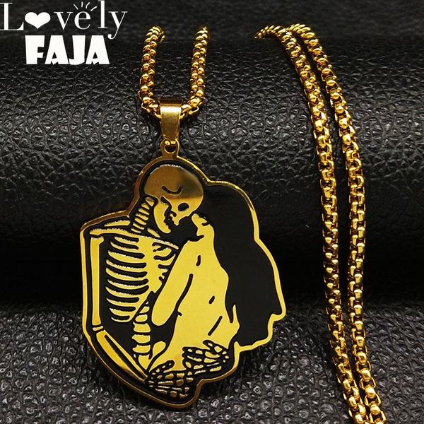 couple skull hug stainless steel necklace men women gold color love pendants necklaces skeleton jewelry gifts n18779s02 pendant, Silver
couple skull hug stainless steel necklace men women gold color love pendants necklaces skeleton jewelry gifts n18779s02 pendant, Silver
