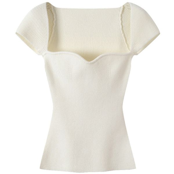 spring square collar knitted women t-shirts slim irregular long sleeve female t-shirt summer solid elastic ladies 210406, White
spring square collar knitted women t-shirts slim irregular long sleeve female t-shirt summer solid elastic ladies 210406, White