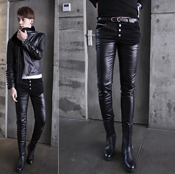 men's pants autumn winter slim splice personality fashion motorcycle faux leather mens feet pu trousers for men plus velvet warm, Black
men's pants autumn winter slim splice personality fashion motorcycle faux leather mens feet pu trousers for men plus velvet warm, Black