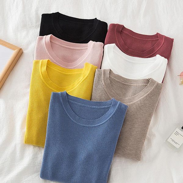 women's sweaters womens fall 2021 winter clothes women fitted casual pullover sweater long sleeve crew neck basic knitted top, White;black
women's sweaters womens fall 2021 winter clothes women fitted casual pullover sweater long sleeve crew neck basic knitted top, White;black