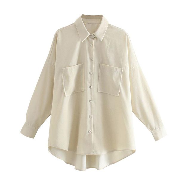 women's blouses & shirts women 2021 fashion pockets oversized corduroy vintage long sleeve asymmetric loose female chic, White
women's blouses & shirts women 2021 fashion pockets oversized corduroy vintage long sleeve asymmetric loose female chic, White