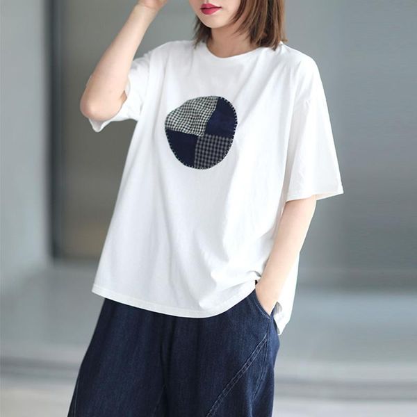 women's t-shirt fairynatural female cotton patchwork embroidery casual t-shirts o-neck women 2021 summer loose short sleeve, White
women's t-shirt fairynatural female cotton patchwork embroidery casual t-shirts o-neck women 2021 summer loose short sleeve, White